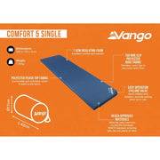 Vango Comfort 5 Single Self inflating Sleep Mat Single Neptune Vango - Dynamic Drive