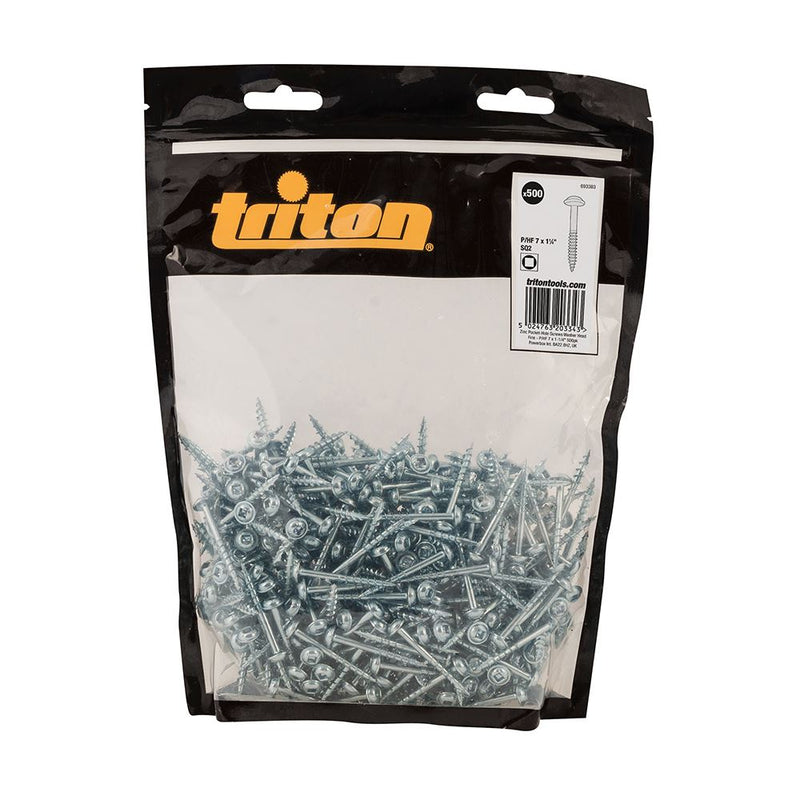 Triton Zinc Pocket-Hole Screws Washer Head Fine P/HF 7 x 1-1/4" 500pk Triton - Dynamic Drive