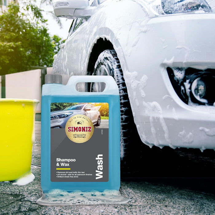 Simoniz Car Shampoo & Wax Removes Dirt Streak-Free Cleaner 5L pH Neutral Town Tools - Dynamic Drive