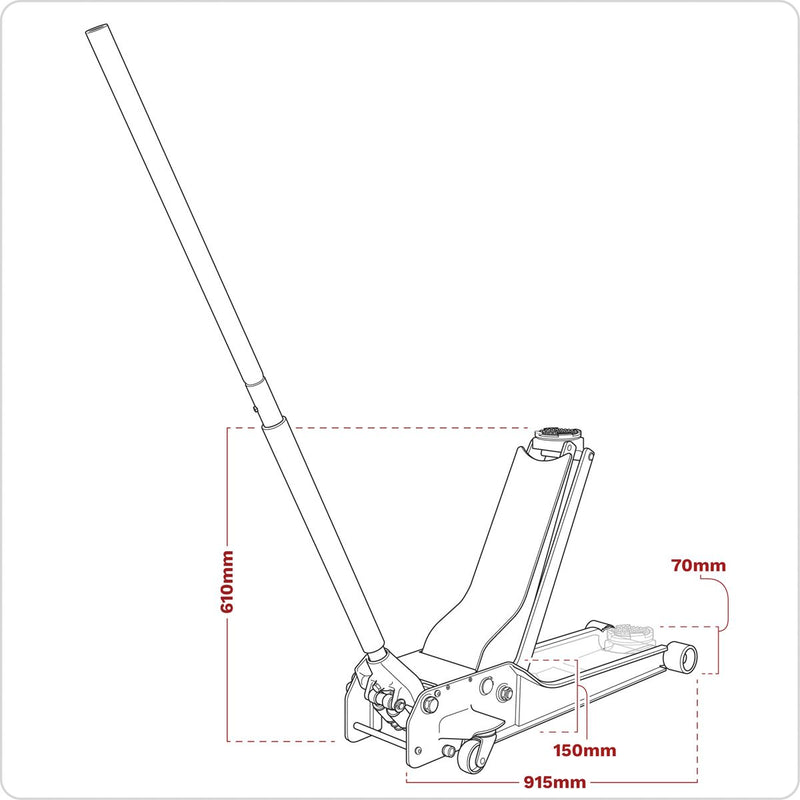 Sealey Low Profile Rocket Lift Trolley Jack 1.5 Tonne 1500SLR Sealey - Dynamic Drive