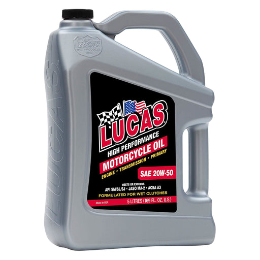 Lucas Oil Sae 20W50 Wt Motorcycle Oil 5 Litres 40774 Lucas Oil - Dynamic Drive