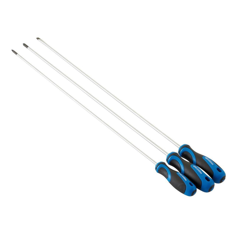 Draper Extra Long Reach Soft Grip Screwdriver Set, 450mm (3 Piece) 32603 Draper - Dynamic Drive