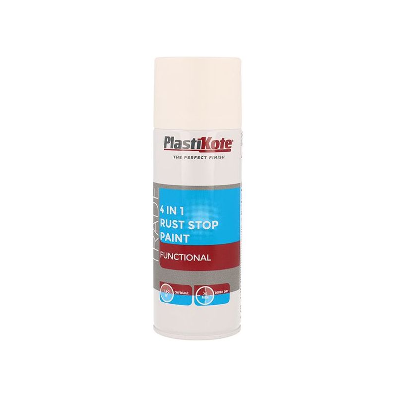 Plastikote Trade 4-in-1 Rust Stop Spray Paint White 400ml PlastiKote - Dynamic Drive