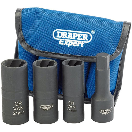 Draper Wheel Nut Double Impact Socket Kit, 1/2" Sq. Dr. (4 Piece) 09539 Draper - Dynamic Drive