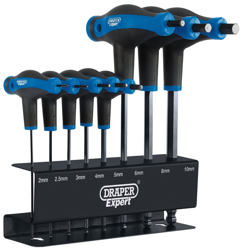 Draper Expert Soft Grip Metric Hex & Ball End T-Handle Key Set (8 Piece) Draper - Dynamic Drive
