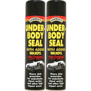 2 x Hammerite Underbody Seal With Waxoyl 600ml Black Underseal Aerosol Vehicle Hammerite - Dynamic Drive