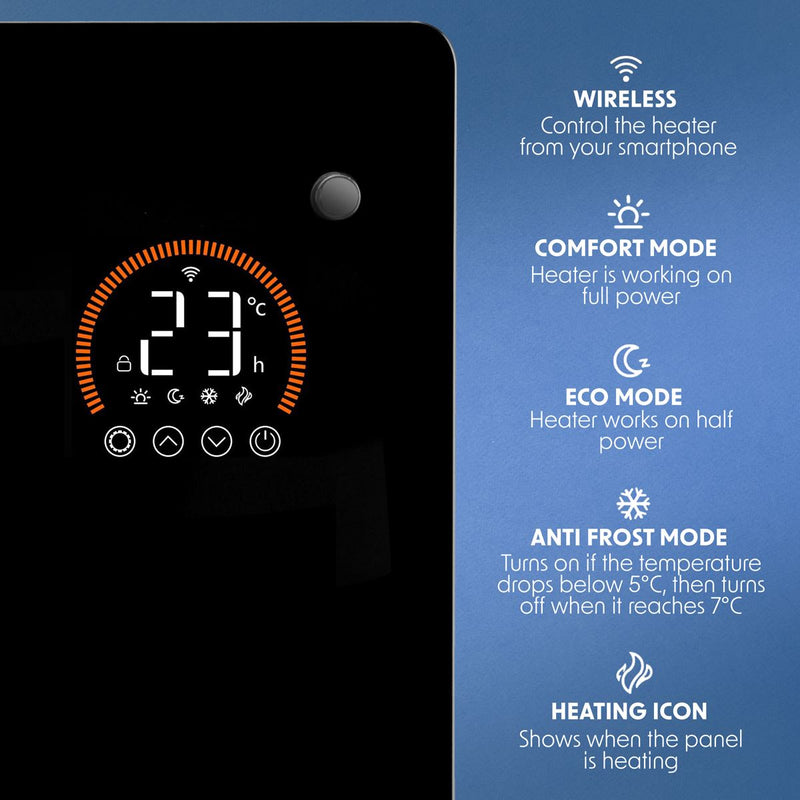 Baridi 1000W Electric Glass Panel Heater with 24/7 Timer, Remote Control & Wi-Fi - Black Baridi  - Dynamic Drive