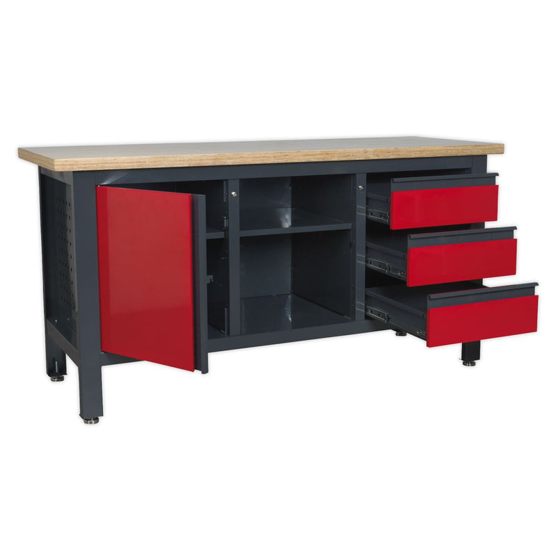 Sealey Workstation with 3 Drawers 1 Cupboard & Open Storage AP1905B Sealey - Dynamic Drive