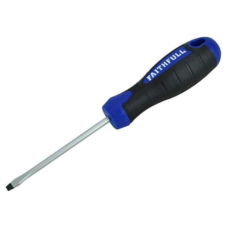 Faithfull Soft Grip Screwdriver Flared Slotted Tip 4.0 x 75mm Faithfull - Dynamic Drive