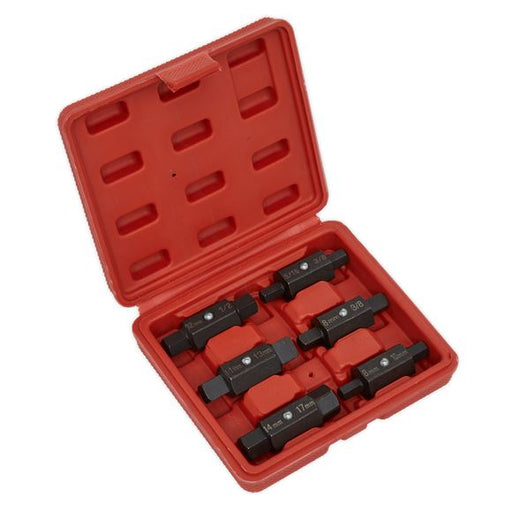 Sealey Oil Drain Sump Plug Key Set 6pc Double End Carbon Steel Change Service Sealey  - Dynamic Drive
