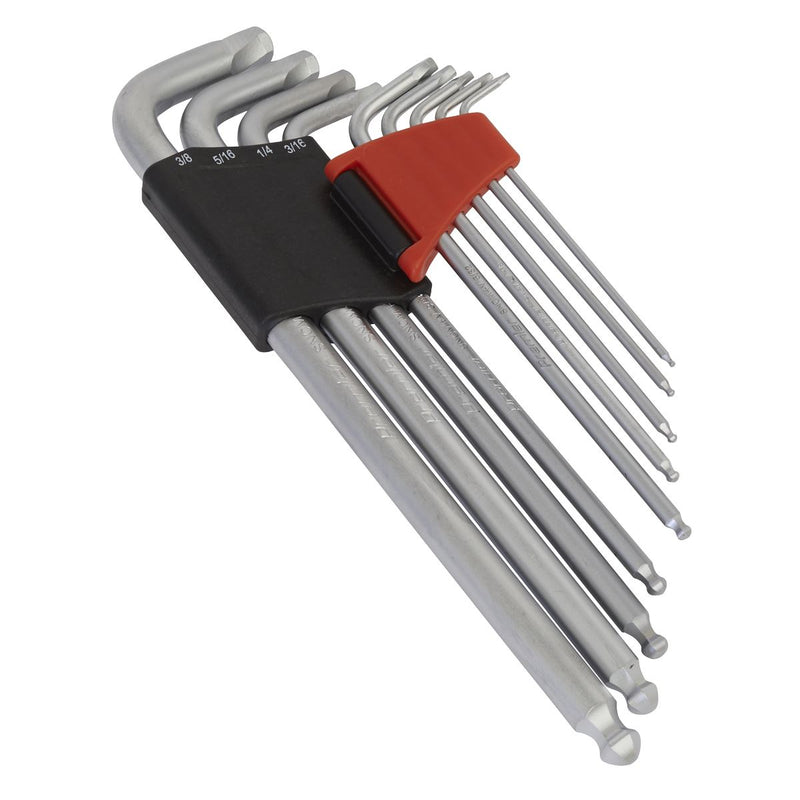 Sealey Ball-End Hex Key Set 9pc Lock-On Imperial AK7181 Sealey - Dynamic Drive