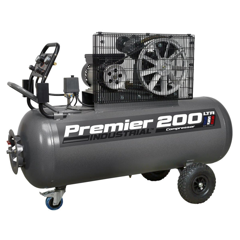 Sealey Air Compressor 200L Belt Drive 3hp with Front Control Panel SAC3203B Sealey - Dynamic Drive