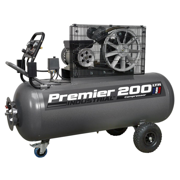 Sealey Air Compressor 200L Belt Drive 3hp with Front Control Panel SAC3203B Sealey - Dynamic Drive