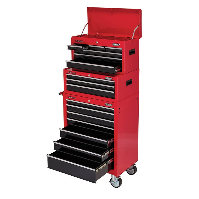 Draper Combination Roller Cabinet and Tool Chest, 16 Drawer, Red 04331 Draper - Dynamic Drive