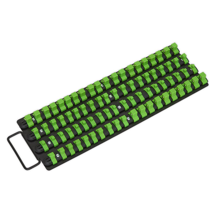 Sealey Socket Rail Tray 1/4" 3/8" & 1/2"Sq Drive Hi-Vis Green AK27051HV Sealey - Dynamic Drive