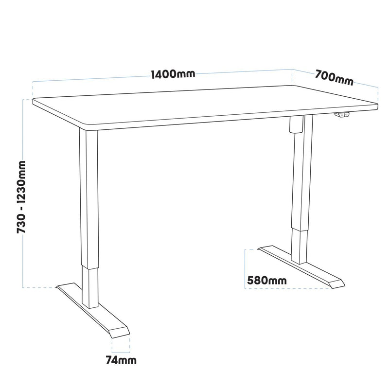 Dellonda Single Motor Adjustable-Height Electric Sit/Stand Desk - White Desktop Dellonda - Dynamic Drive