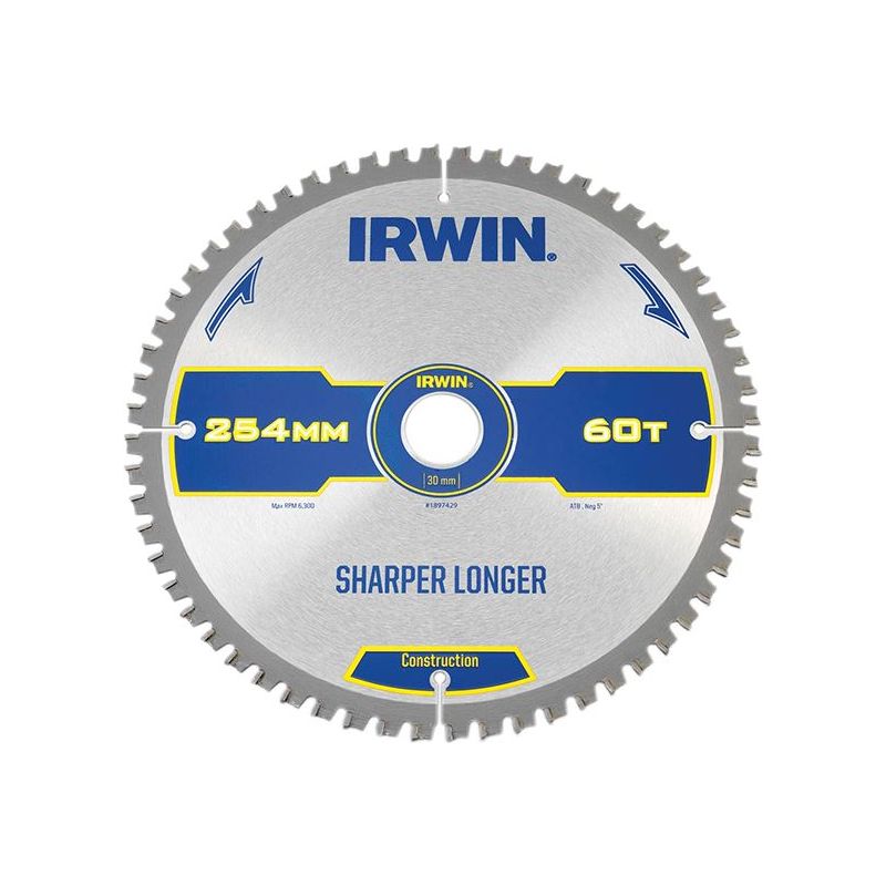 Irwin® Construction Mitre Circular Saw Blade 254 x 30mm x 60T ATB/Neg IRWIN® - Dynamic Drive
