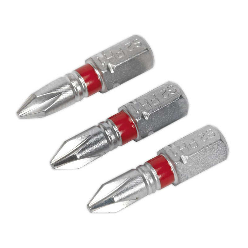 Sealey Power Tool Bit Phillips #1 Colour-Coded S2 25mm Pack of 3 AK210501 Sealey - Dynamic Drive
