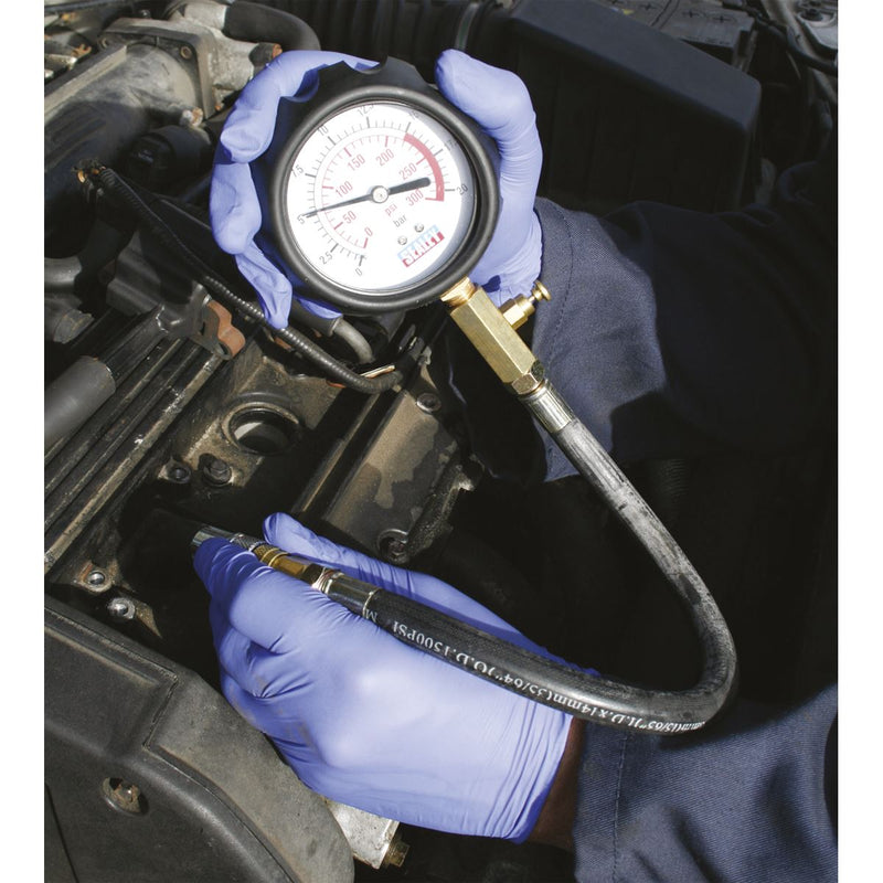 Sealey Petrol Engine Compression Tester Deluxe Kit 6pc VSE300D Sealey - Dynamic Drive