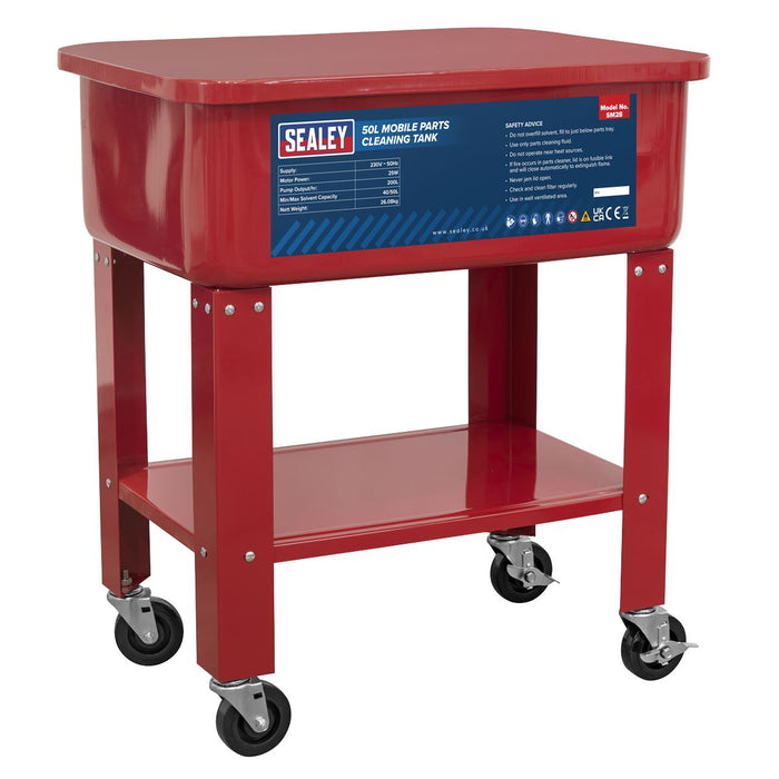 Sealey Mobile Parts Cleaning Tank 50L SM28 Sealey - Dynamic Drive