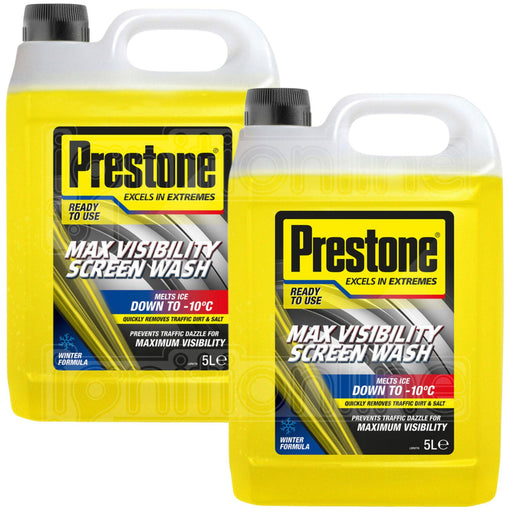 2 x Prestone Max Visibility Car Windscreen Wash Winter Ready To Use 5L Prestone  - Dynamic Drive