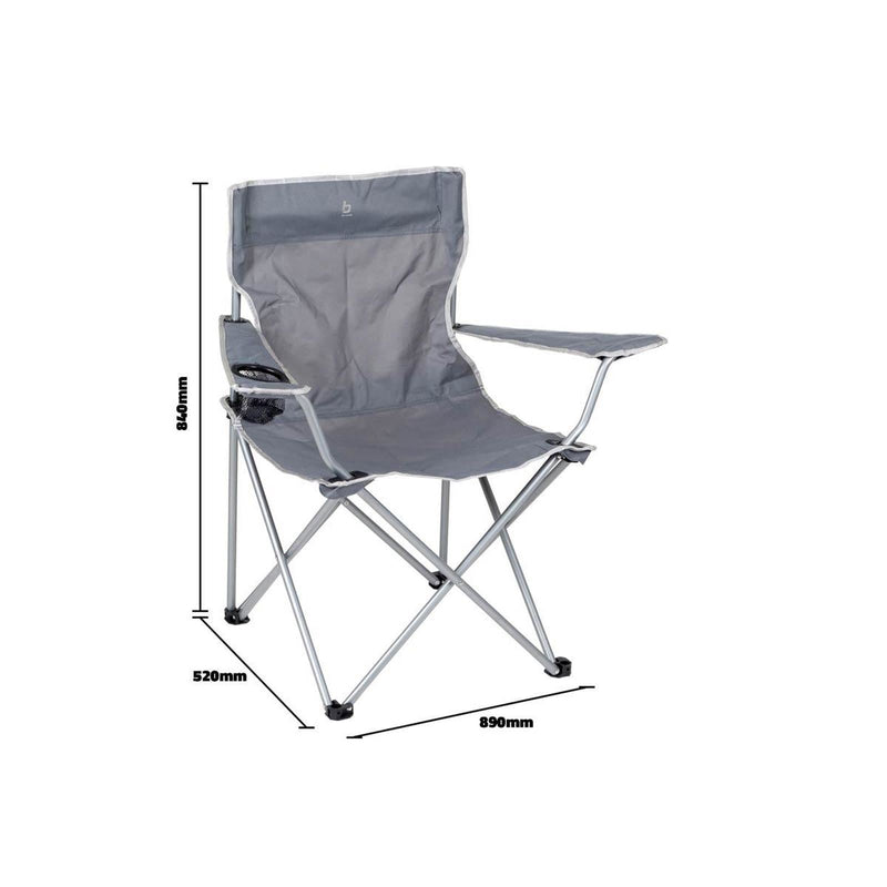 Bo-Camp Folding Chair Compact Steel Grey Bo-Camp - Dynamic Drive