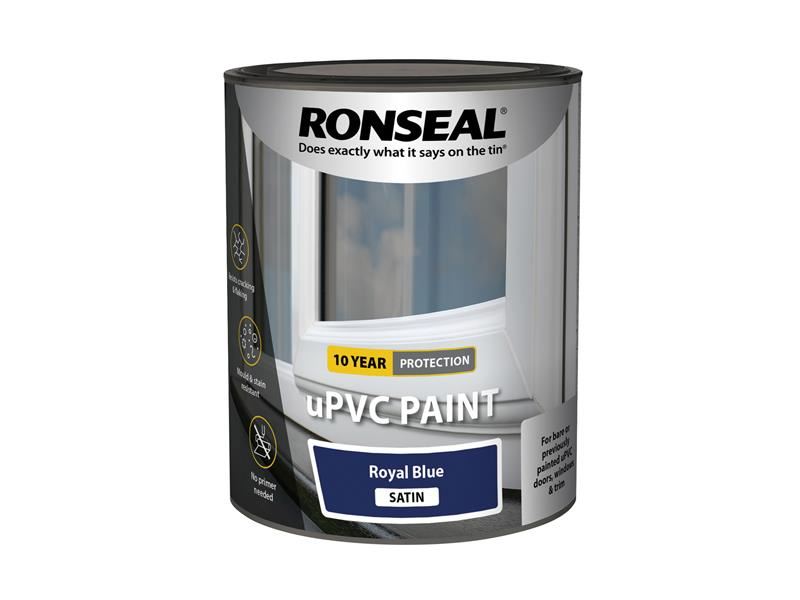 Ronseal uPVC Paint Royal Blue Satin 750ml Ronseal - Dynamic Drive