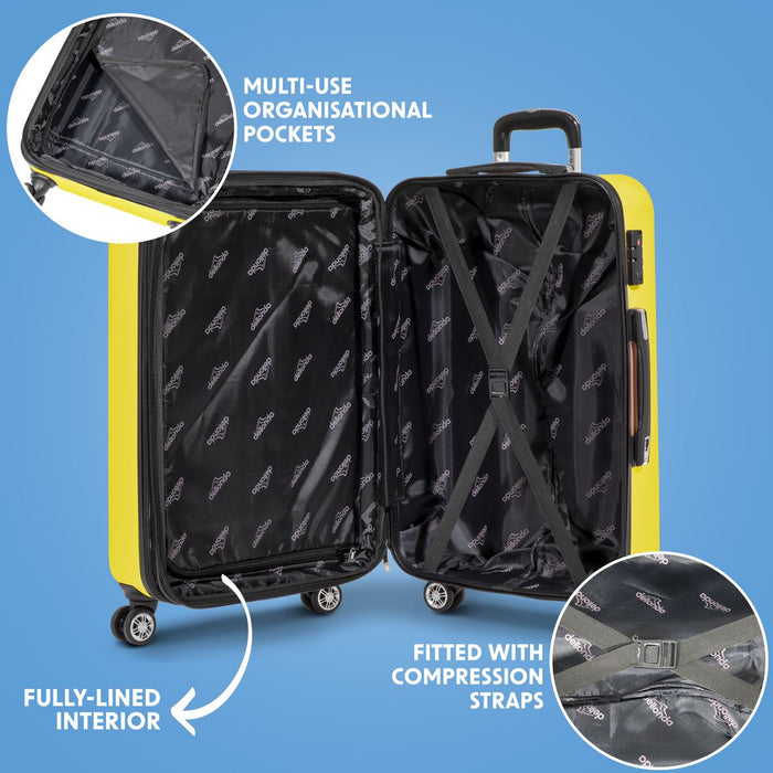 Dellonda 3-Piece Lightweight ABS Luggage Set with TSA Lock - Yellow Dellonda  - Dynamic Drive