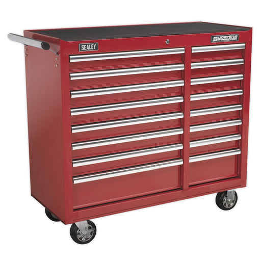 Sealey Rollcab 16 Drawer with Ball-Bearing Slides Heavy-Duty Red AP41169 Sealey - Dynamic Drive