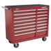Sealey Rollcab 16 Drawer with Ball-Bearing Slides Heavy-Duty Red AP41169 Sealey - Dynamic Drive