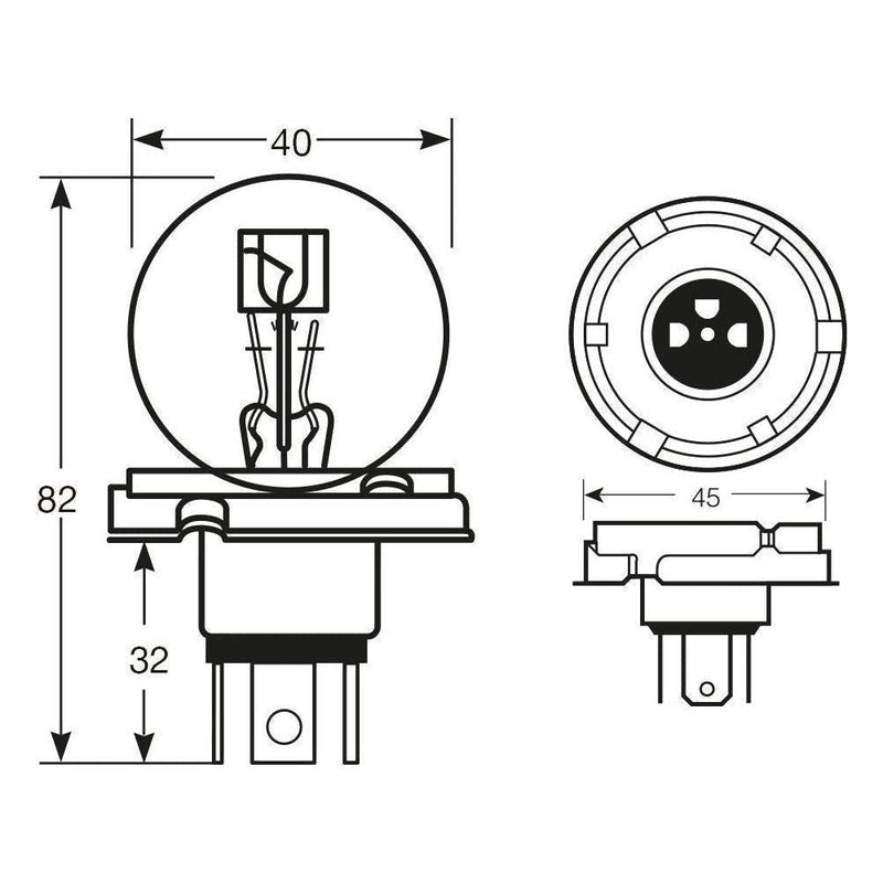 1x Ring P45T 12v 45/40w R2 Asymmetric Headlamp Headlight Bulb - R410 Ring  - Dynamic Drive