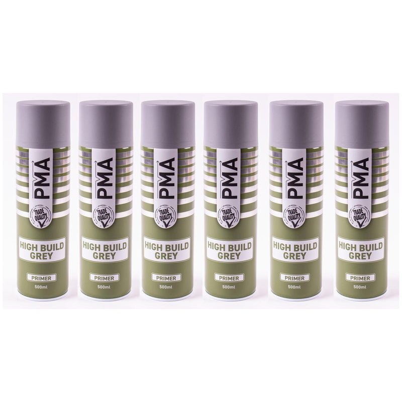 6x High Build Primer - 500ml Spray On Paint - Autotek Grey Aerosol High Coverage PMA - Dynamic Drive