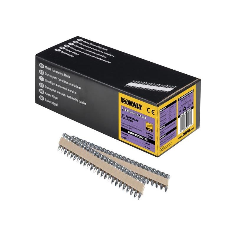 Dewalt Power Tools Galvanised Metal Connector Twist Nail 3.4 x 35mm (Pack 1000) DeWALT Power Tools - Dynamic Drive
