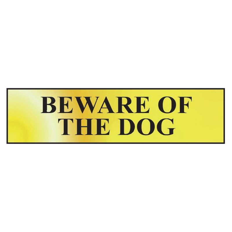 Scan Beware Of The Dog - Polished Brass Effect 200 x 50mm Scan - Dynamic Drive