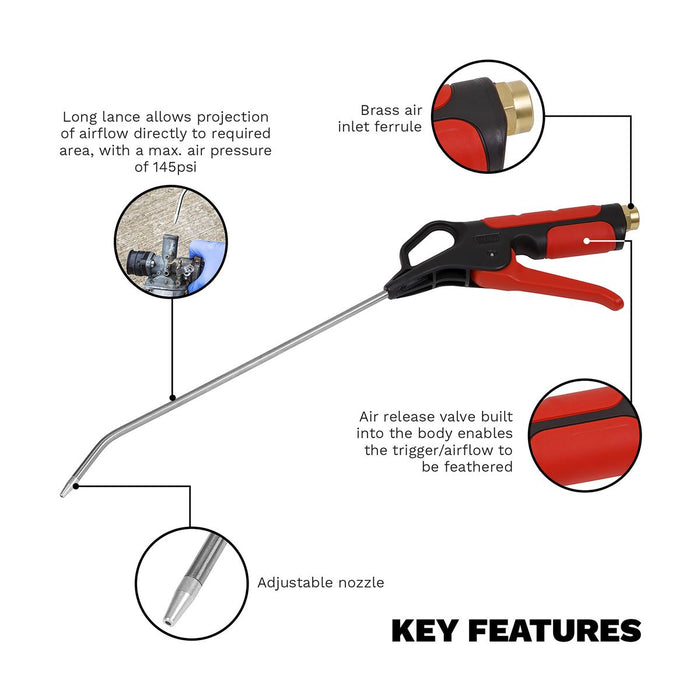 Sealey Air Blow Gun 270mm with 1/4"BSP Air Inlet SA9251 Sealey - Dynamic Drive