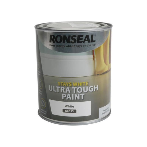 Ronseal Stays White Ultra Tough Paint Gloss White 750ml Ronseal - Dynamic Drive