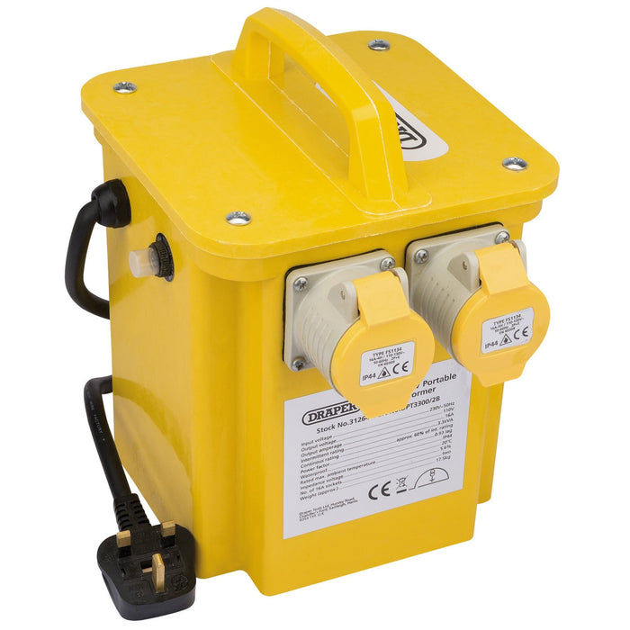 Draper 230V to 110V Portable Site Transformer, 3.3kVA 31264 Draper - Dynamic Drive