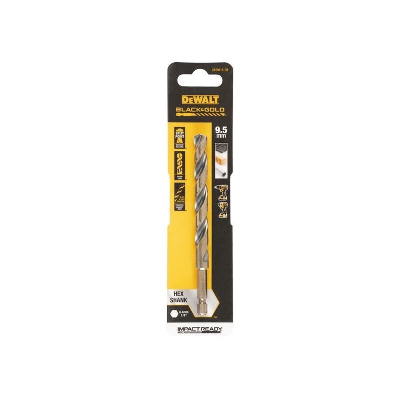 Dewalt Power Tools BLACK&GOLD Hex HSS-G Drill Bit 9.5mm DeWALT Power Tools - Dynamic Drive