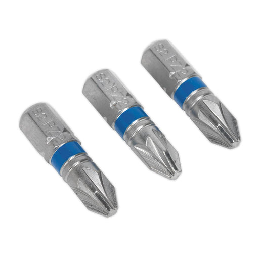 Sealey Power Tool Bit Pozi #2 Colour-Coded S2 25mm Pack O Sealey - Dynamic Drive