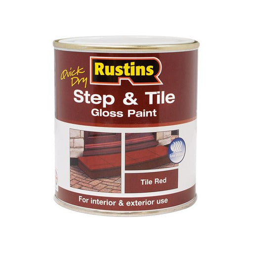 Rustins Quick Dry Step & Tile Paint Gloss Red 500ml Rustins - Dynamic Drive