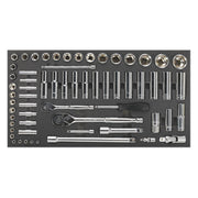 Sealey Tool Tray with Socket Set 62pc 1/4" & 1/2"Sq Drive Metric S01122 Sealey - Dynamic Drive