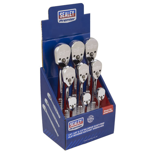 Sealey Ratchet Wrenches 1/4", 3/8" & 1/2"Sq Drive-Display Box of 9 AK6672DB Sealey  - Dynamic Drive