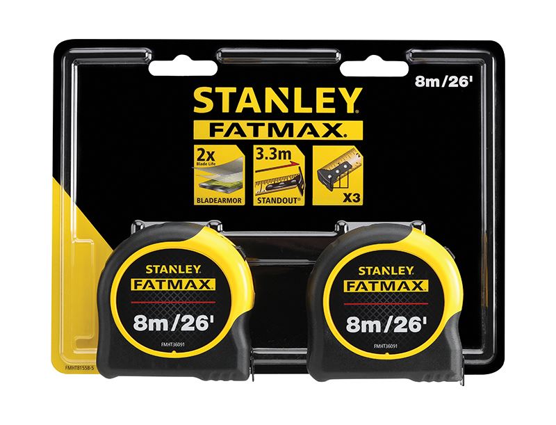 Stanley® Hand Tools FatMax® Classic Tape Twin Pack 8m/26ft (Width 32mm) STANLEY® Hand Tools - Dynamic Drive