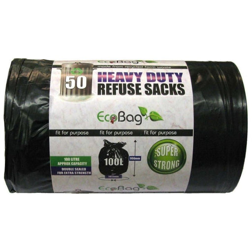 Black Polythene Refuse Sacks Pack of 50 AG - Dynamic Drive
