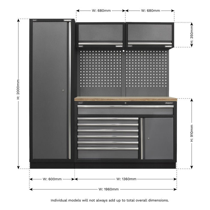 Sealey Superline Pro 1.96m Storage System Pressed Wood Worktop APMSSTACK09W Sealey - Dynamic Drive
