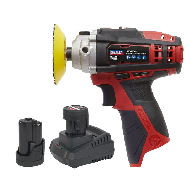Sealey Cordless Polisher Kit71mm 12V SV12 Series 2 Batteries CP1205KIT Sealey - Dynamic Drive