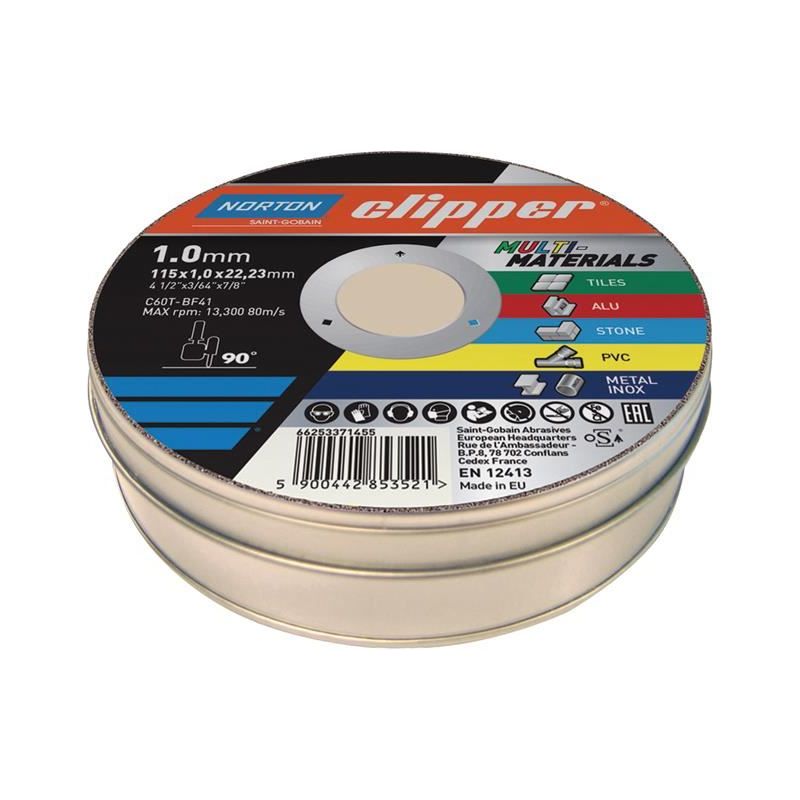 Flexovit Clipper® Multi-Materials Cutting Discs 115 x 22.23mm (Tin of 10) Flexovit - Dynamic Drive
