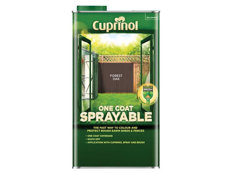 Cuprinol One Coat Sprayable Fence Treatment Forest Oak 5 litre Cuprinol - Dynamic Drive