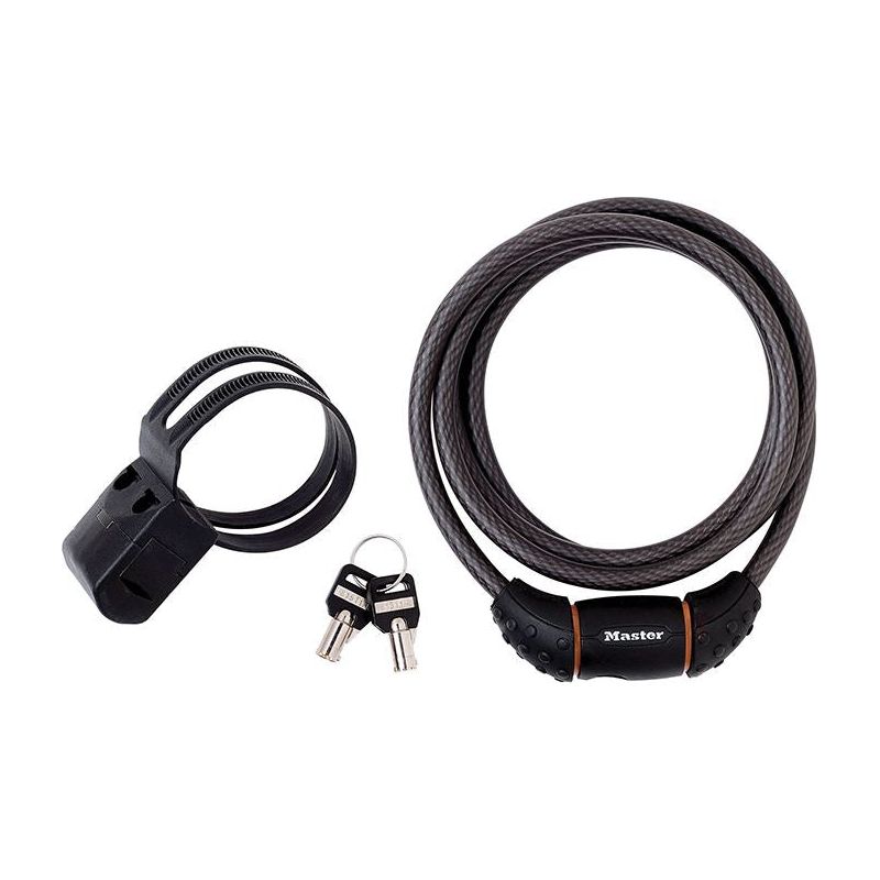 Master Lock Black Braided Steel Keyed Cable 1.8m x 10mm Master Lock - Dynamic Drive