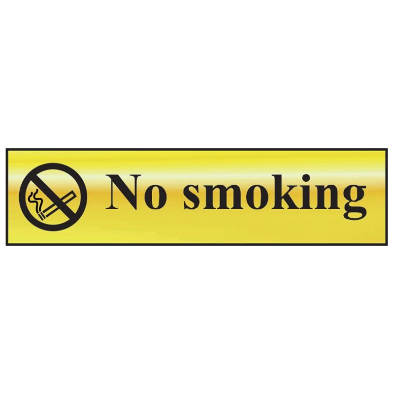 Scan No Smoking - Polished Brass Effect 200 x 50mm Scan - Dynamic Drive